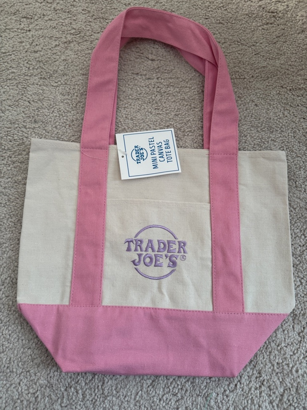 Trader Joe's Pink & Cream Canvas Tote